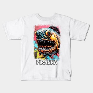 Scary Piranha Amazon River Monster fish Abstract Fantasy Artwork Kids T-Shirt